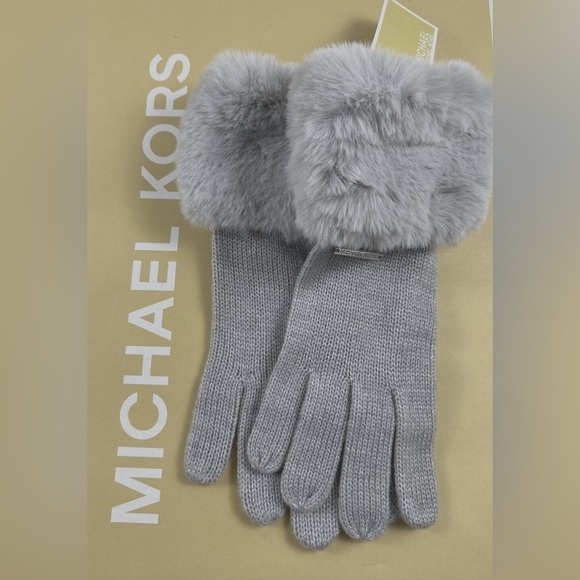 Michael Kors Gray Fur-Trimmed Gloves - Picture 1 of 5